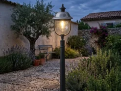 LED Wegeleuchte im Landhausstil, Gartenlaterne Schwarz Silber, Höhe 125cm