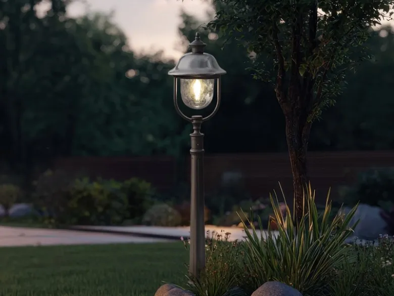 LED Wegeleuchte im Landhausstil, Gartenlaterne Schwarz Silber, Höhe 125cm