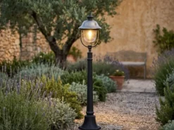 LED Wegeleuchte im Landhausstil, Gartenlaterne Schwarz Silber, Höhe 125cm
