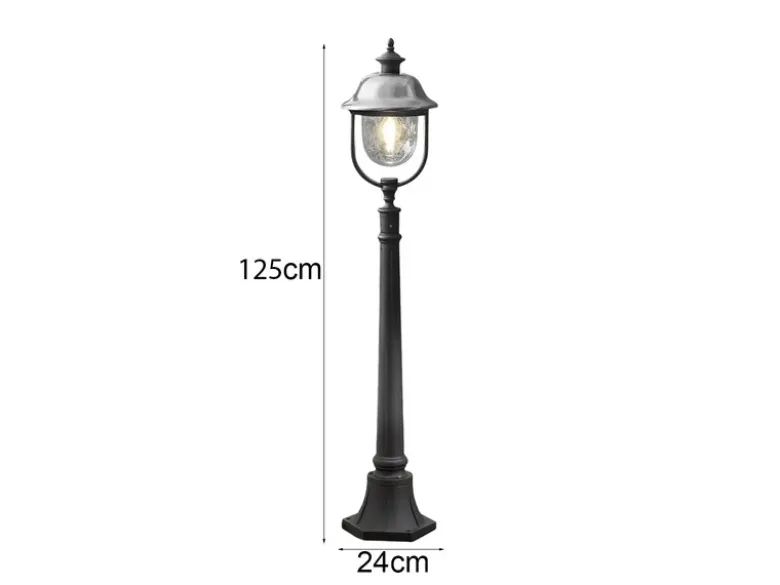 LED Wegeleuchte im Landhausstil, Gartenlaterne Schwarz Silber, Höhe 125cm