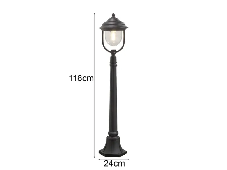 LED Wegeleuchte im Landhausstil, Gartenlaterne Schwarz, Höhe 118cm