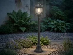 LED Wegeleuchte im Landhausstil, Gartenlaterne Schwarz, Höhe 118cm