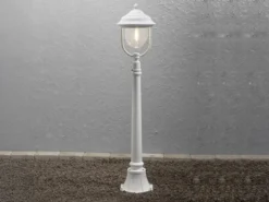 LED Wegeleuchte im Landhausstil, Gartenlaterne Weiß, Höhe 118cm