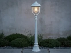 LED Wegeleuchte im Landhausstil, Gartenlaterne Weiß, Höhe 118cm