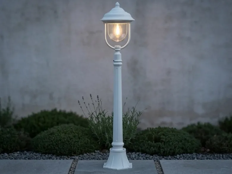 LED Wegeleuchte im Landhausstil, Gartenlaterne Weiß, Höhe 118cm