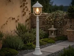 LED Wegeleuchte im Landhausstil, Gartenlaterne Weiß, Höhe 118cm