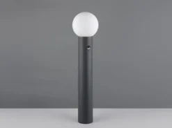 LED Wegeleuchte in Anthrazit mit Glaskugel & Bewegungsmelder, Höhe 80cm