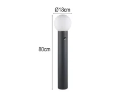 LED Wegeleuchte in Anthrazit mit Glaskugel & Bewegungsmelder, Höhe 80cm