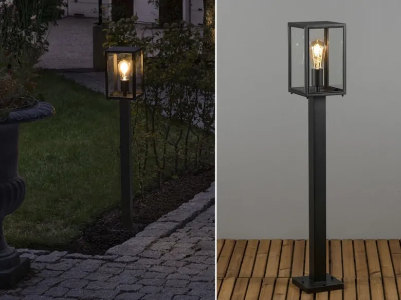 LED Wegeleuchte in Laternenoptik, Stahl Schwarz Höhe 100cm
