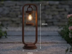 LED Wegeleuchte Landhausstil, Laterne in Rostoptik, Höhe 60cm