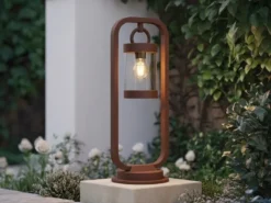 LED Wegeleuchte Landhausstil, Laterne in Rostoptik, Höhe 60cm