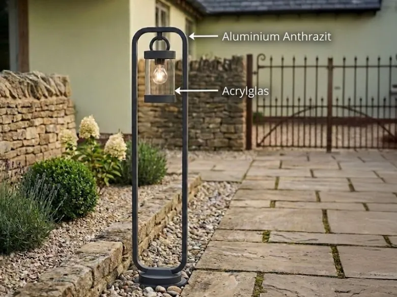LED Wegeleuchte Landhausstil, Laterne in Anthrazit, Höhe 100cm