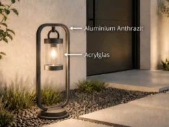 LED Wegeleuchte Landhausstil, Laterne in Anthrazit, Höhe 60cm