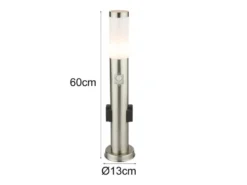 LED Wegeleuchte mit Bewegungsmelder & Steckdosen in Silber, H 60cm