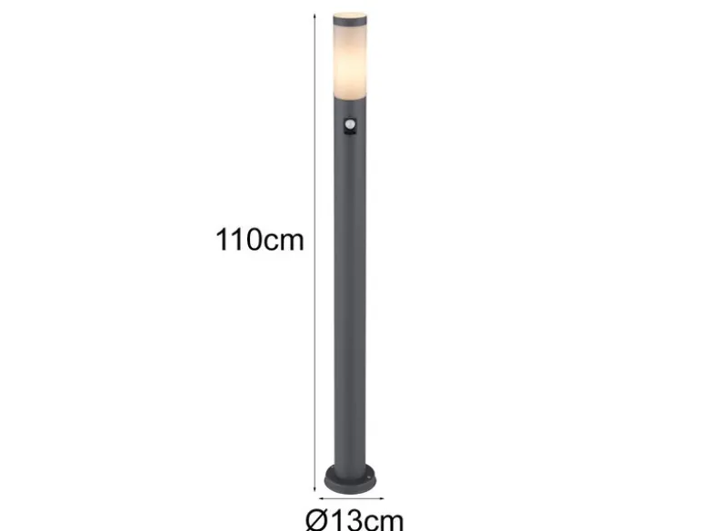 LED Wegeleuchte mit Bewegungsmelder in Anthrazit & Opal, Höhe 110cm