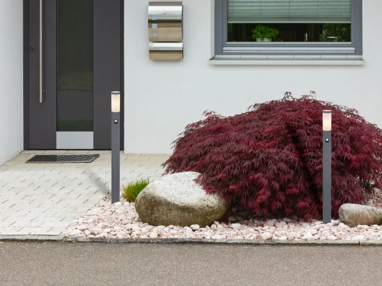 LED Wegeleuchte mit Bewegungsmelder in Anthrazit & Opal, Höhe 110cm