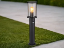 LED Wegeleuchte mit Bewegungsmelder aus Edelstahl mit Rauchglas, H: 60cm