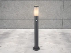 LED Wegeleuchte mit Bewegungsmelder in Anthrazit & Opal, Höhe 80cm