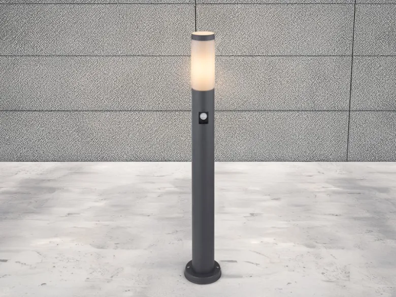LED Wegeleuchte mit Bewegungsmelder in Anthrazit & Opal, Höhe 80cm