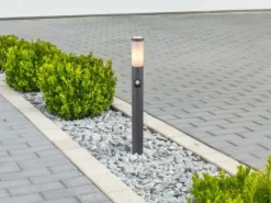 LED Wegeleuchte mit Bewegungsmelder in Anthrazit & Opal, Höhe 80cm