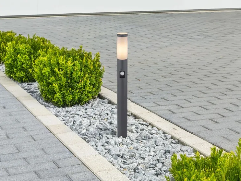 LED Wegeleuchte mit Bewegungsmelder in Anthrazit & Opal, Höhe 80cm