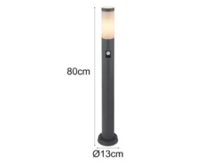 LED Wegeleuchte mit Bewegungsmelder in Anthrazit & Opal, Höhe 80cm