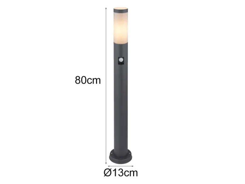 LED Wegeleuchte mit Bewegungsmelder in Anthrazit & Opal, Höhe 80cm
