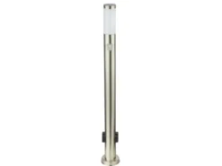 LED Wegeleuchte mit Bewegungsmelder & Steckdosen in Silber, H 110cm