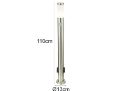 LED Wegeleuchte mit Bewegungsmelder & Steckdosen in Silber, H 110cm