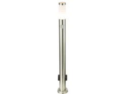 LED Wegeleuchte mit Bewegungsmelder & Steckdosen in Silber, H 110cm
