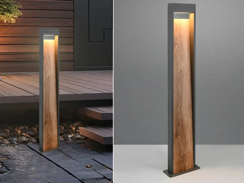 LED Wegeleuchte SALMON in Anthrazit & Holzoptik, Höhe 100cm