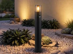 LED Wegeleuchte Schwarz Rauchgrau mit Bewegungsmelder, Höhe 80cm