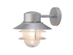 LED Wetterfeste Downlight Außen Wandlaterne aus Edelstahl, Silber Höhe 24cm