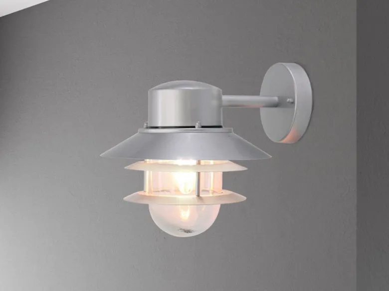 LED Wetterfeste Downlight Außen Wandlaterne aus Edelstahl, Silber Höhe 24cm