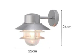 LED Wetterfeste Downlight Außen Wandlaterne aus Edelstahl, Silber Höhe 24cm
