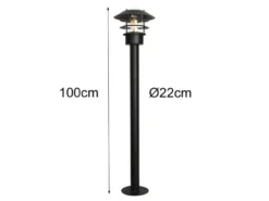 LED Wetterfeste Pollerleuchte aus Edelstahl, Schwarz Höhe 100cm