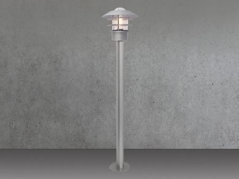LED Wetterfeste Pollerleuchte aus Edelstahl, Silber Höhe 100cm