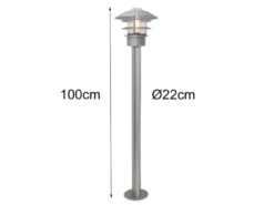 LED Wetterfeste Pollerleuchte aus Edelstahl, Silber Höhe 100cm