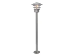 LED Wetterfeste Pollerleuchte aus Edelstahl, Silber Höhe 100cm