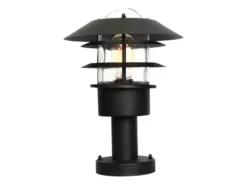 LED Wetterfeste Sockelleuchte aus Edelstahl, Schwarz Höhe 30,5cm