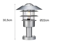 LED Wetterfeste Sockelleuchte aus Edelstahl, Silber Höhe 30,5cm
