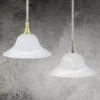 LED Zugpendelleuchte Glas weiß höhenverstellbar Messing, Ø 39cm