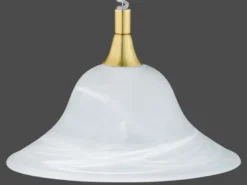 LED Zugpendelleuchte Glas weiß höhenverstellbar Messing, Ø 39cm