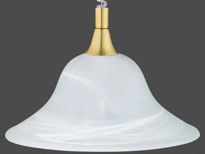 LED Zugpendelleuchte Glas weiß höhenverstellbar Messing, Ø 39cm