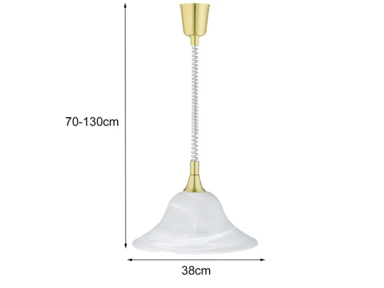 LED Zugpendelleuchte Glas weiß höhenverstellbar Messing, Ø 39cm