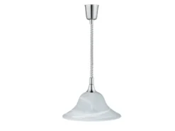 LED Zugpendelleuchte Glas weiß höhenverstellbar Silber, Ø 39cm