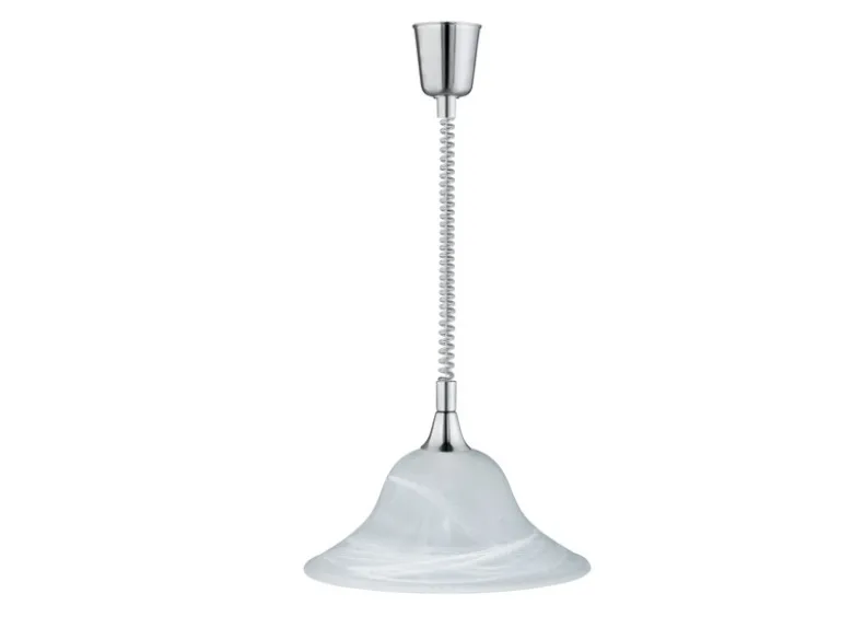 LED Zugpendelleuchte Glas weiß höhenverstellbar Silber, Ø 39cm