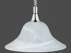 LED Zugpendelleuchte Glas weiß höhenverstellbar Silber, Ø 39cm