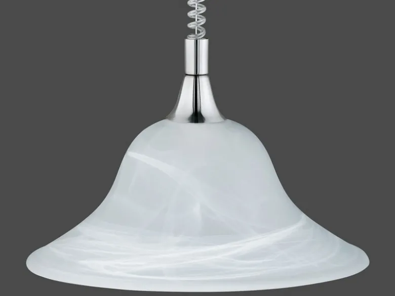 LED Zugpendelleuchte Glas weiß höhenverstellbar Silber, Ø 39cm