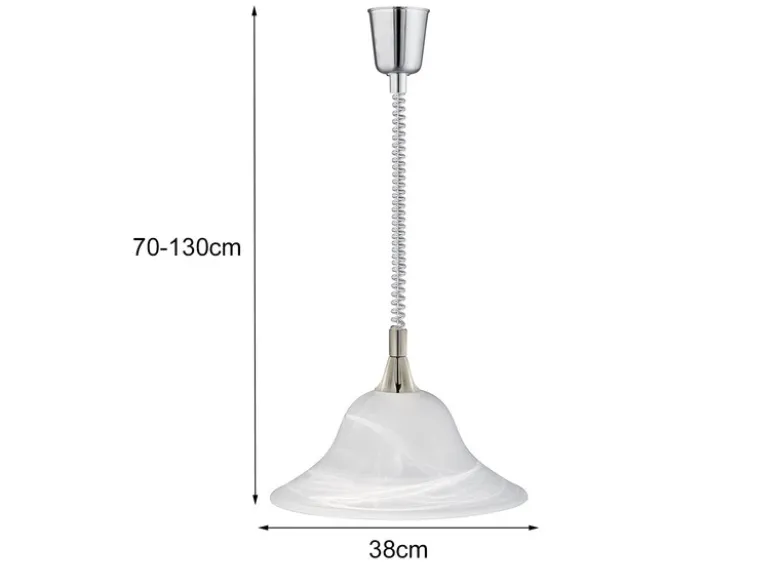 LED Zugpendelleuchte Glas weiß höhenverstellbar Silber, Ø 39cm